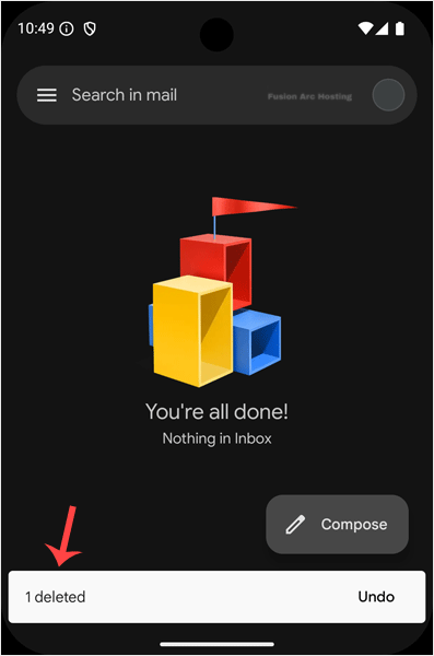 android email deleted cpanel