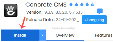 concrete cms install button