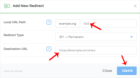 da siteredirection creating