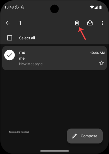 delete email android cpanel