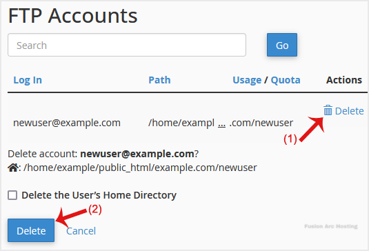 How to Delete an FTP User Account From cPanel 6 delete ftp account