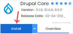 drupal install button