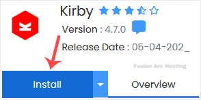 kirby install button