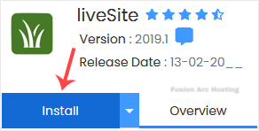 livesite install button
