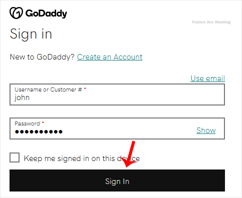 login godaddy