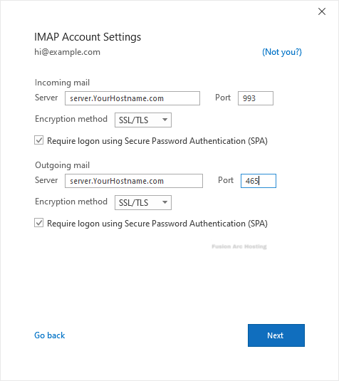 outlook imap setting
