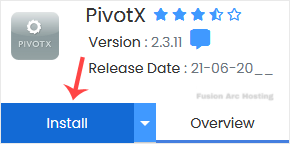 pivotx install button