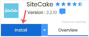 sitecake install button