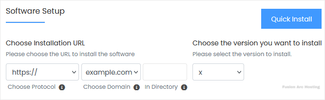 softaculous default install screen