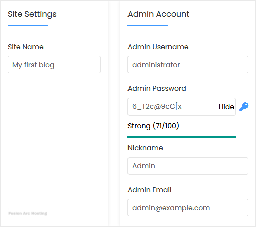 softaculous install screen nickname