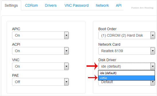 solusvm disk driver change
