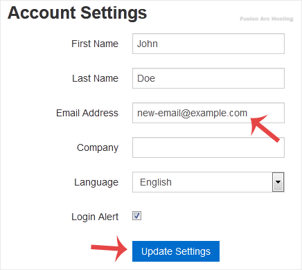 solusvm email address changed