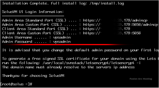 solusvm master installation completed