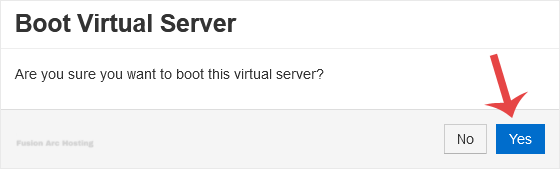 solusvm start boot confirmation