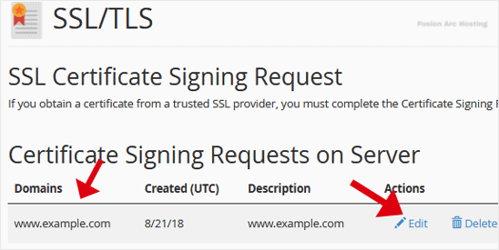 ssl csr retrive edit cpanel