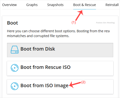 solusvm2 boot from iso menu