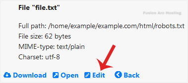 siteworx filemanager file edit option