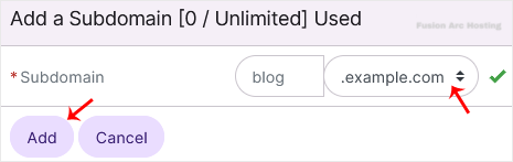 How to Create a Subdomain in SiteWorx 9 subdomain add