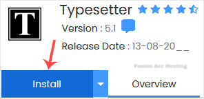 typesetter install button