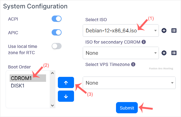 virtualizor change boot order