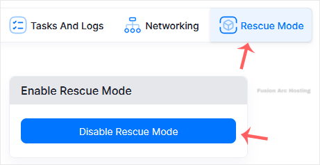 virtualizor disable rescue mode