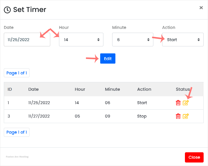 virtualizor edit self shutdown timer