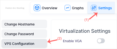 virtualizor settings tab