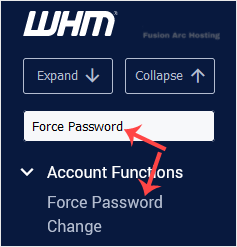 whm forcepassword change reseller