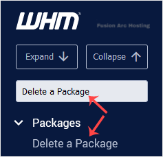 whm reseller delete package sidebar