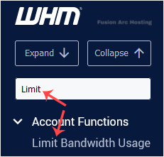 whm reseller limit bandwidth sidebar
