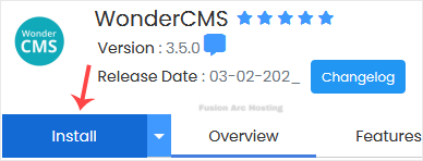 wondercms install button