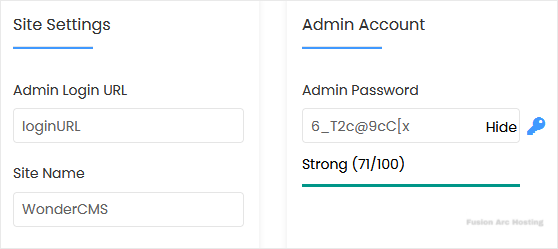 wondercms install screen