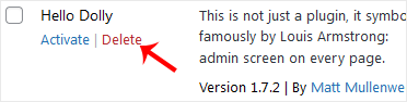 wp plugin delete hellodolly