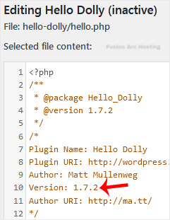 wp plugin edit hellodolly version