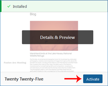 wp theme browse activate theme