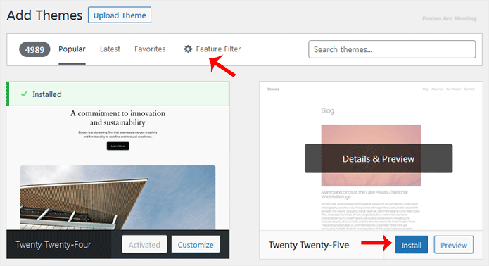 wp theme browse add themes