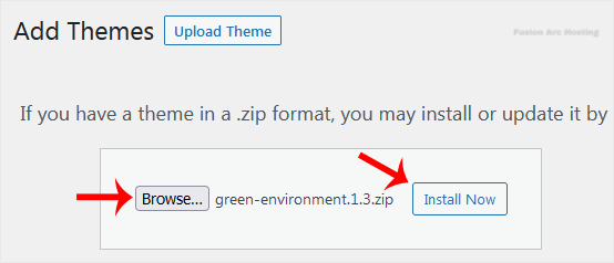 wp themes upload theme browse zip