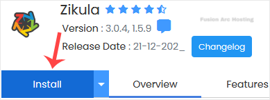 zikula install button