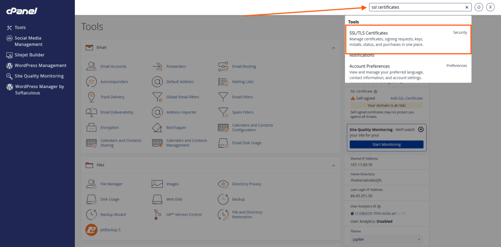 step 1 go to search bar search for ssl certificates