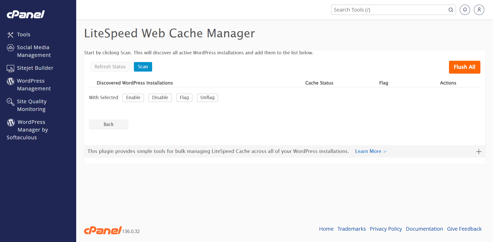 Litespeed cache manager